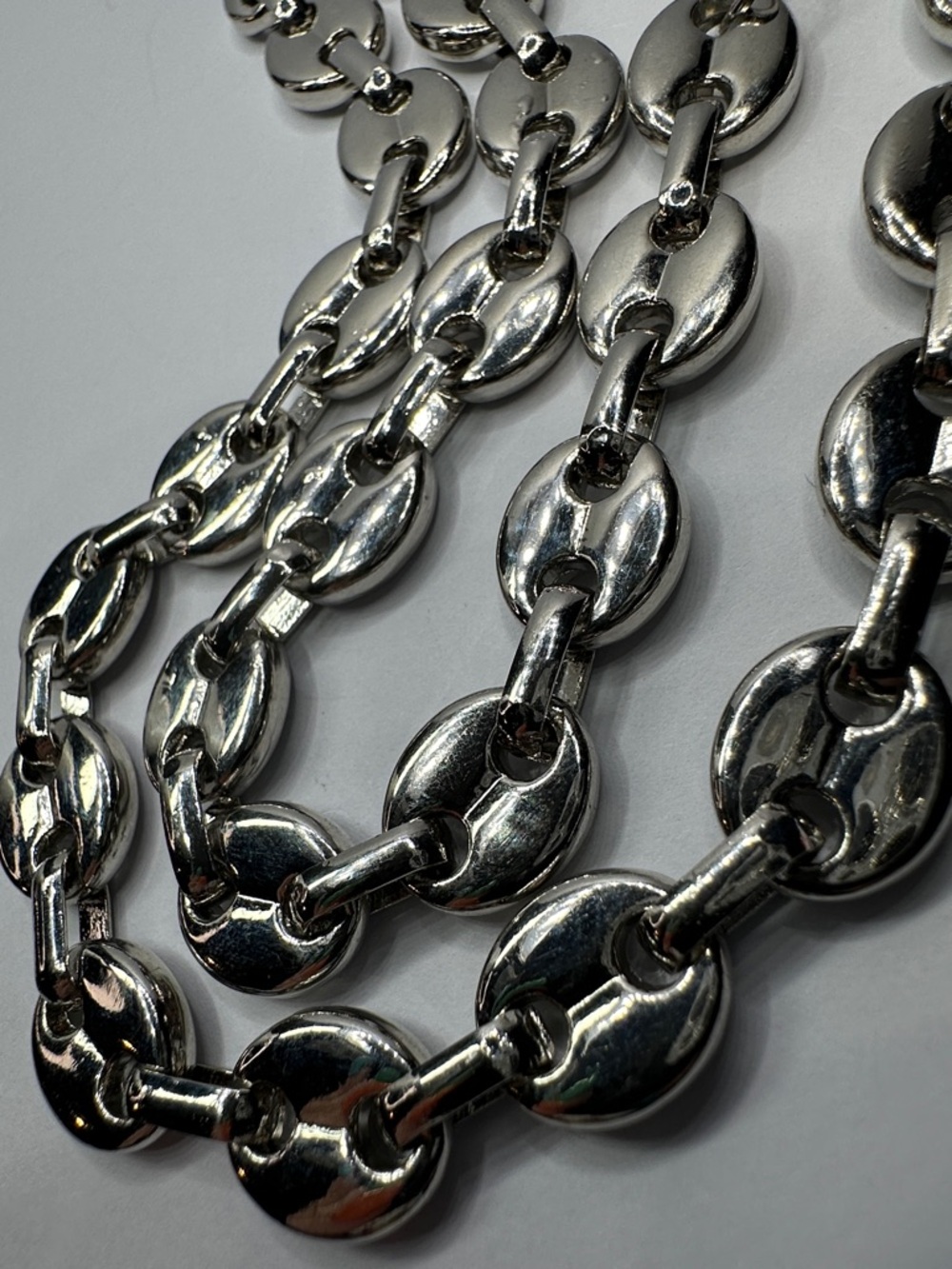Puffy Mariner Link Silver Chain Necklace 22” Unisex Chunky Long Trendy Chain - Picture 2 of 6